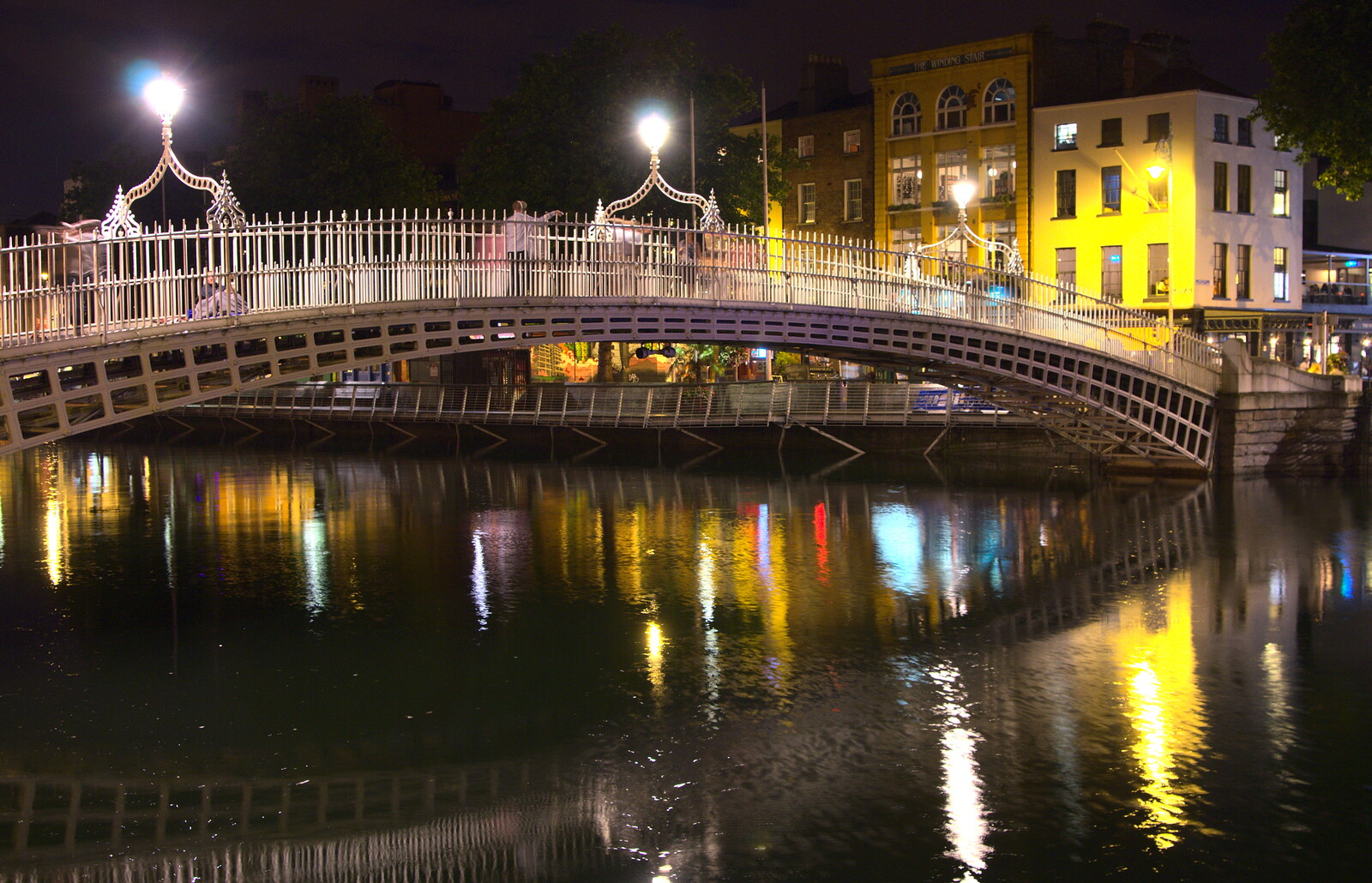 The Halfpenny Bridge and the Liffey from A Night Out in Dublin, County Dublin, Ireland - 9th August 2014