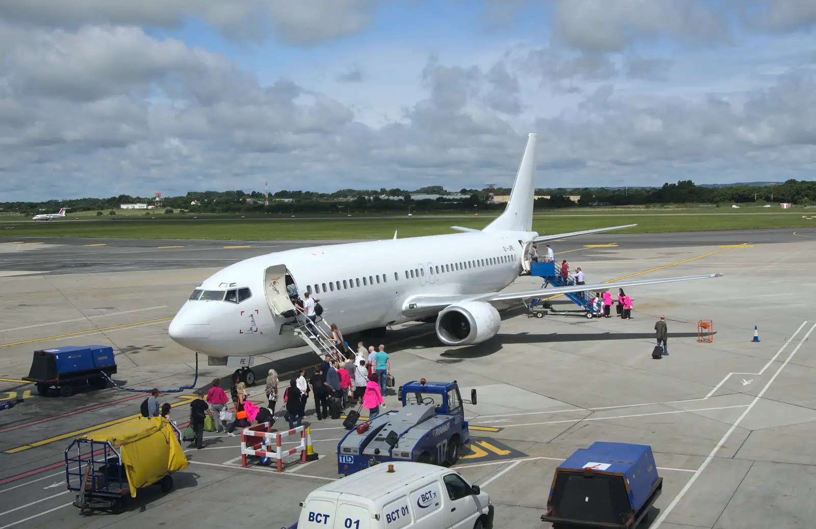 A very anonymous 737 loads up at Dublin airport, from A Night Out in Dublin, County Dublin, Ireland - 9th August 2014