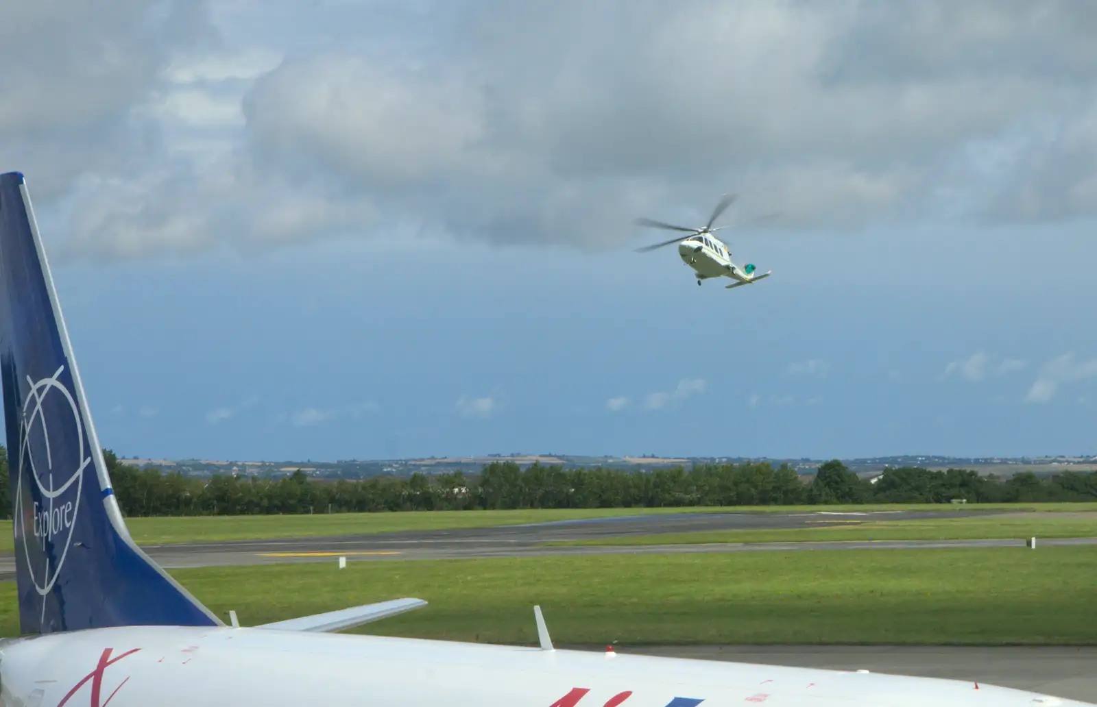 There's a helicopter on final approach, from A Night Out in Dublin, County Dublin, Ireland - 9th August 2014