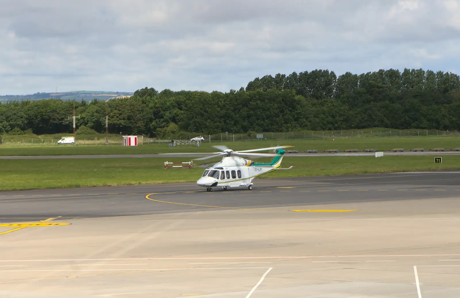 A helicopter comes in to land, from A Night Out in Dublin, County Dublin, Ireland - 9th August 2014