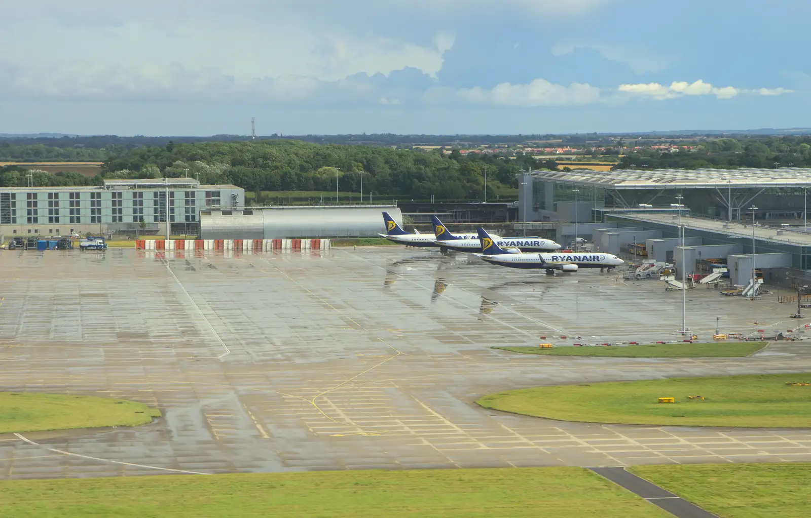 Ruinair 737s parked at Stansted airport, from A Night Out in Dublin, County Dublin, Ireland - 9th August 2014