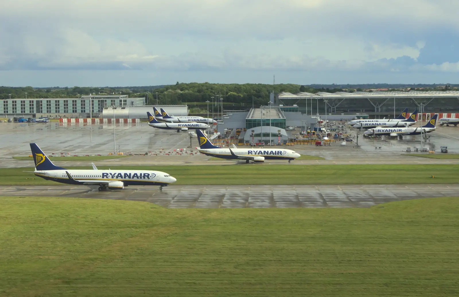 Another view of Stansted airport as the plane lands, from A Night Out in Dublin, County Dublin, Ireland - 9th August 2014