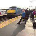 Another cyclist waits for something to happen, Train Fails, and Pizza Pub, Manningtree and Southwark - 12th August 2014