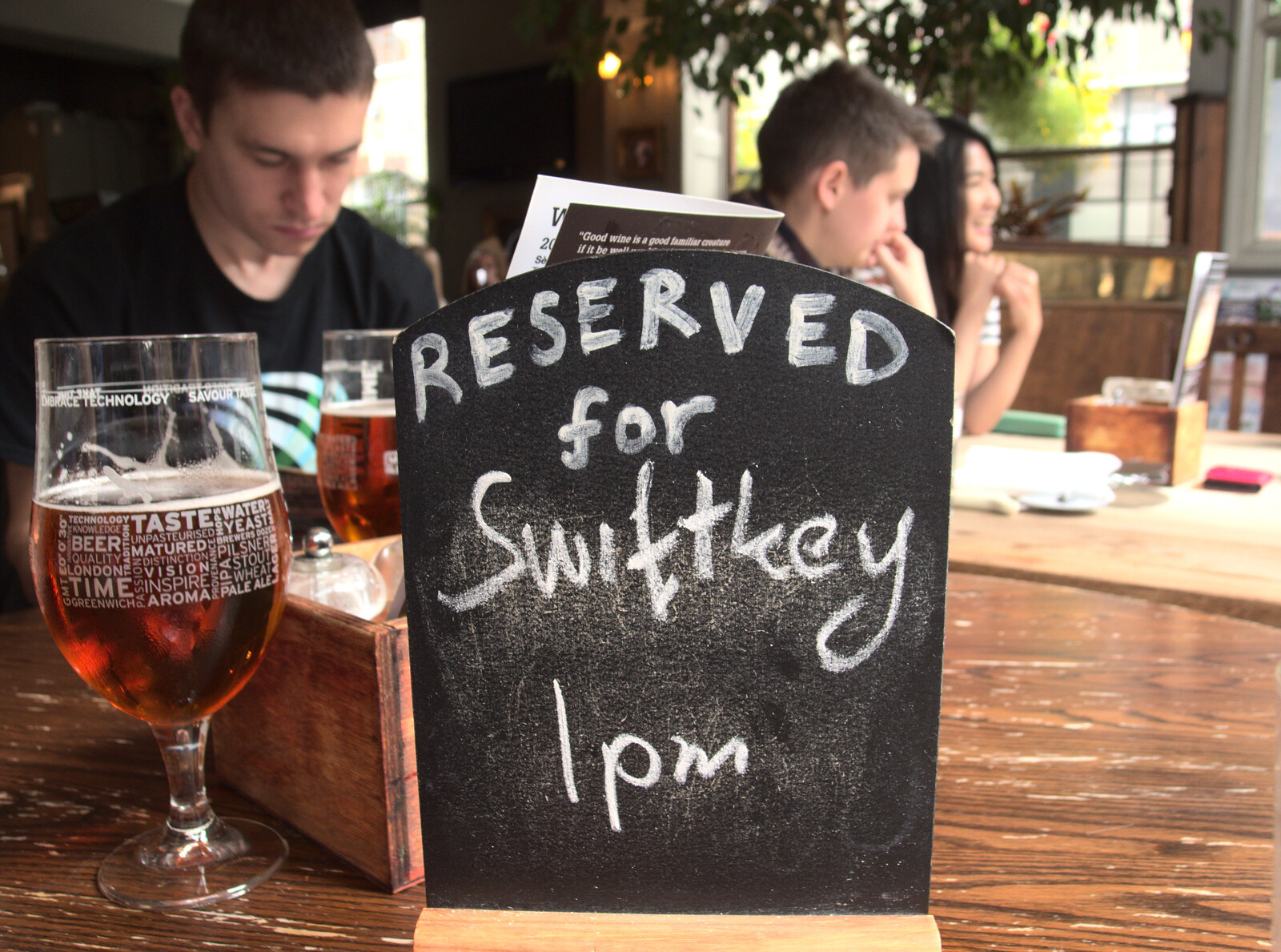 The signs says it: reserved for SwiftKey from SwiftKey Innovation Day, and Pizza Pub, Westminster and Southwark - 14th August 2014