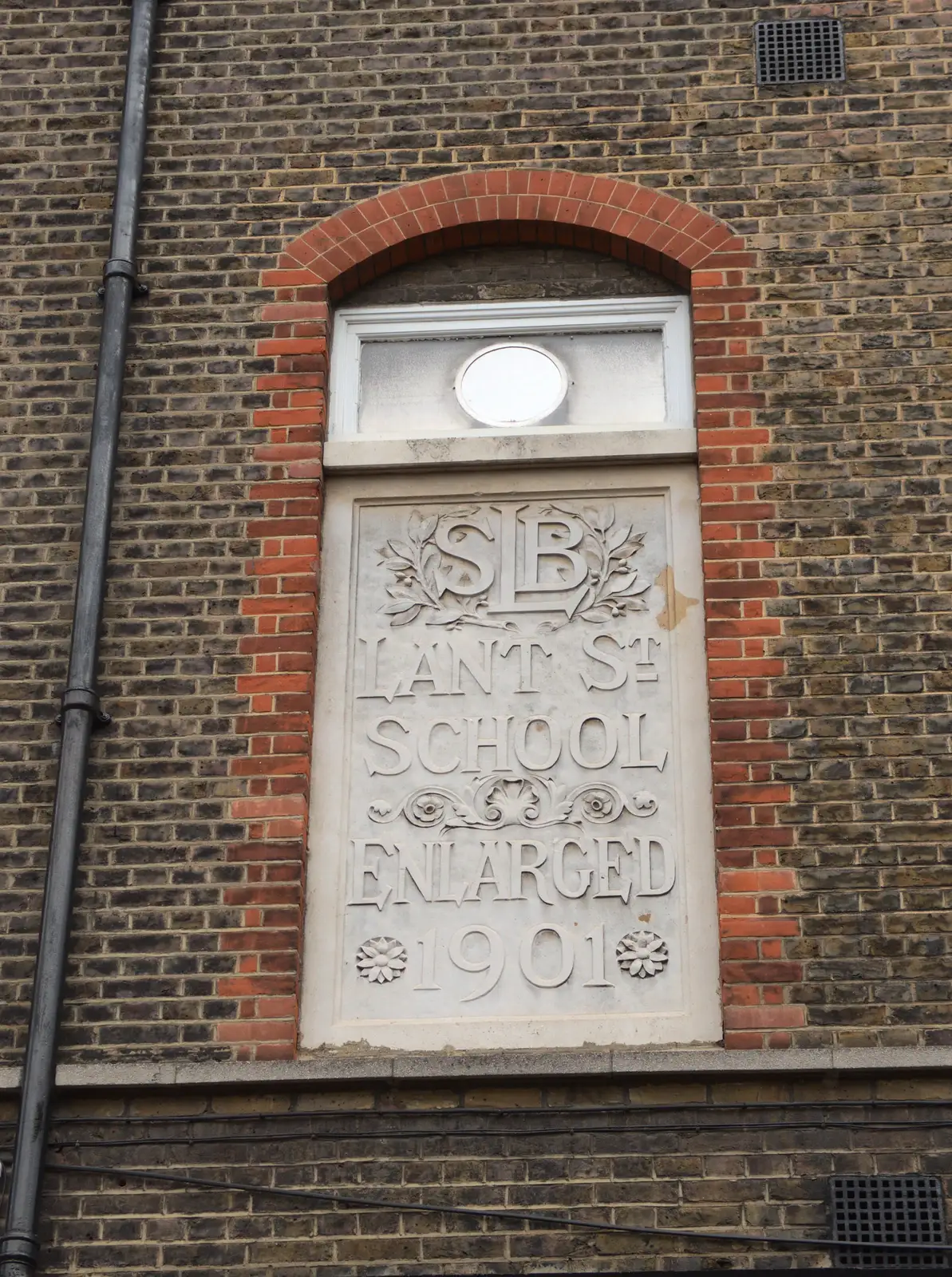 A nice 1901 carved sign for Lant Street School, from SwiftKey Innovation Day, and Pizza Pub, Westminster and Southwark - 14th August 2014