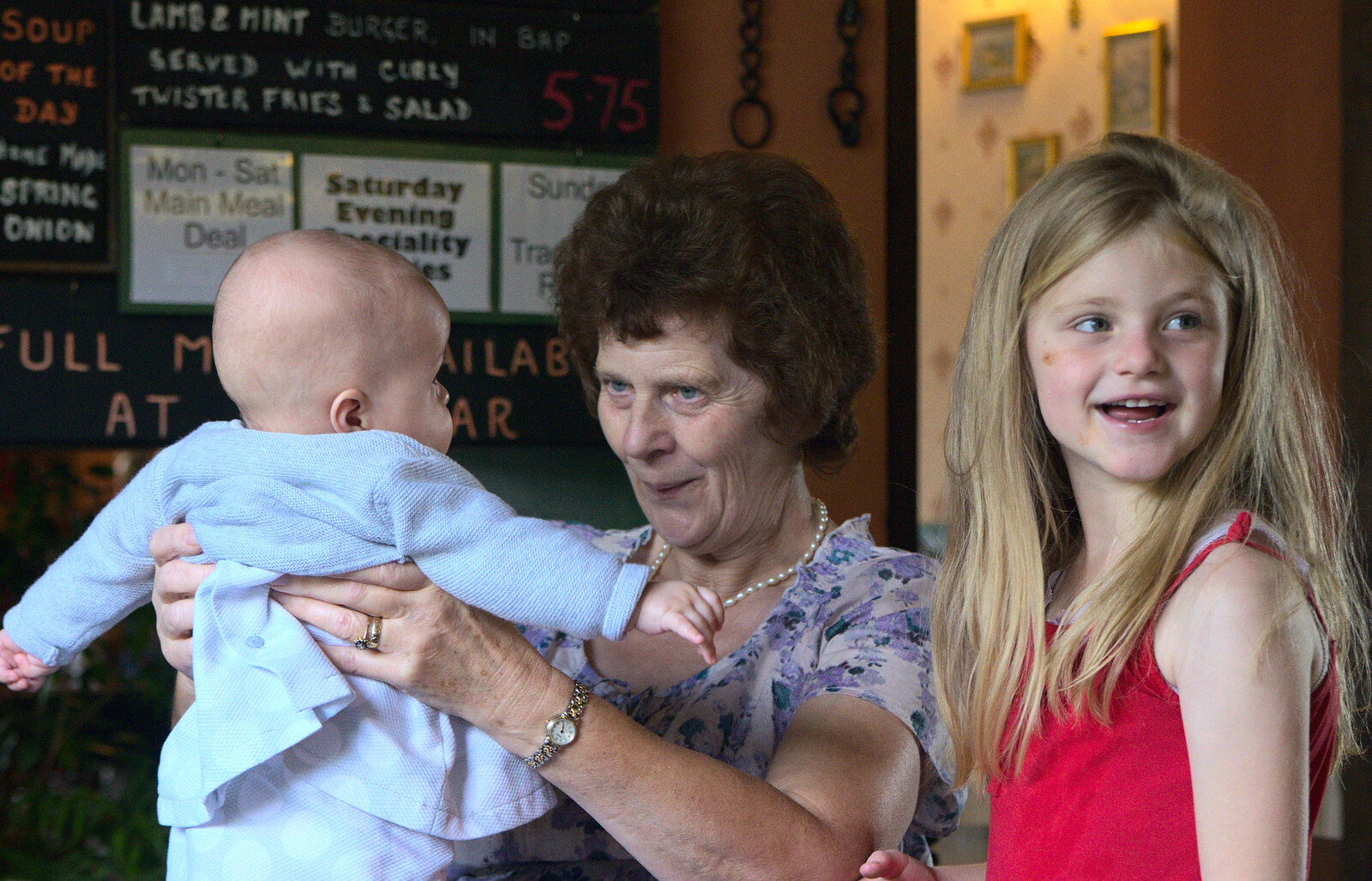 Great-aunt Janice has a go from Matthew's Birthday up The Swan Inn, Brome, Suffolk - 17th August 2014