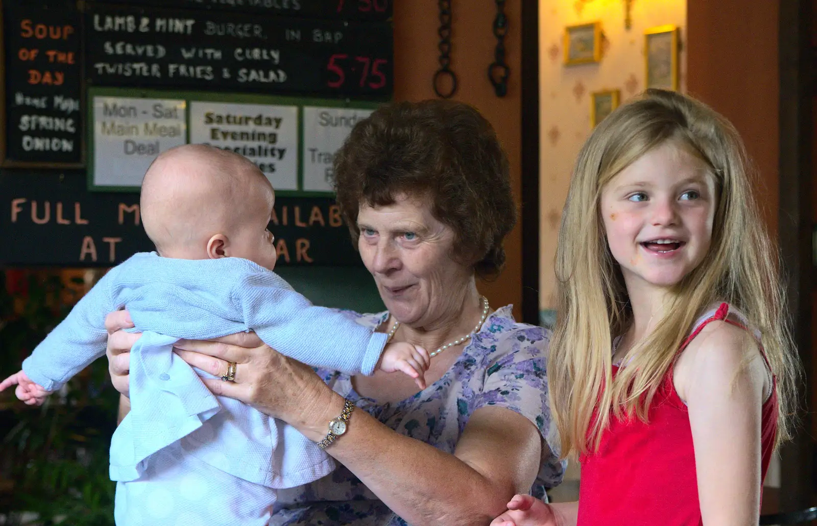 Great-aunt Janice has a go, from Matthew's Birthday up The Swan Inn, Brome, Suffolk - 17th August 2014