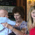 Great-aunt Janice has a go, Matthew's Birthday up The Swan Inn, Brome, Suffolk - 17th August 2014