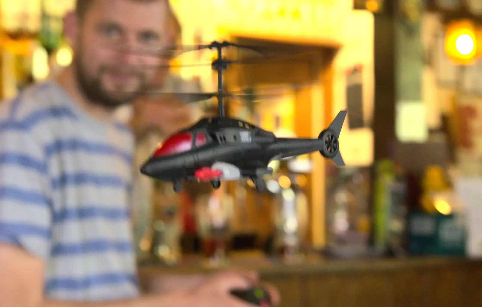 The Boy Phil flies Oak's drone, from Matthew's Birthday up The Swan Inn, Brome, Suffolk - 17th August 2014