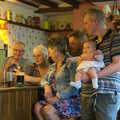 Bill brings Isabella to the bar, Matthew's Birthday up The Swan Inn, Brome, Suffolk - 17th August 2014