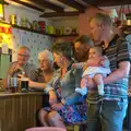 Bill brings Isabella to the bar, Matthew's Birthday up The Swan Inn, Brome, Suffolk - 17th August 2014