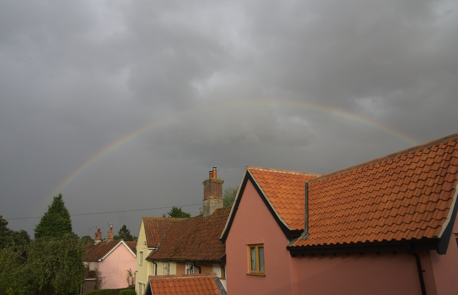 A rainbow appears over the house from Matthew's Birthday up The Swan Inn, Brome, Suffolk - 17th August 2014