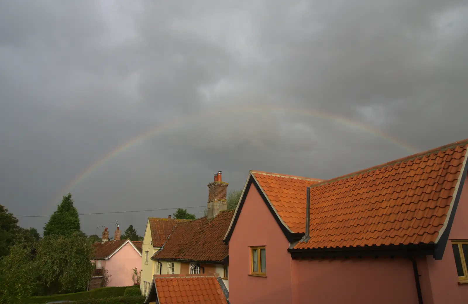 A rainbow appears over the house, from Matthew's Birthday up The Swan Inn, Brome, Suffolk - 17th August 2014