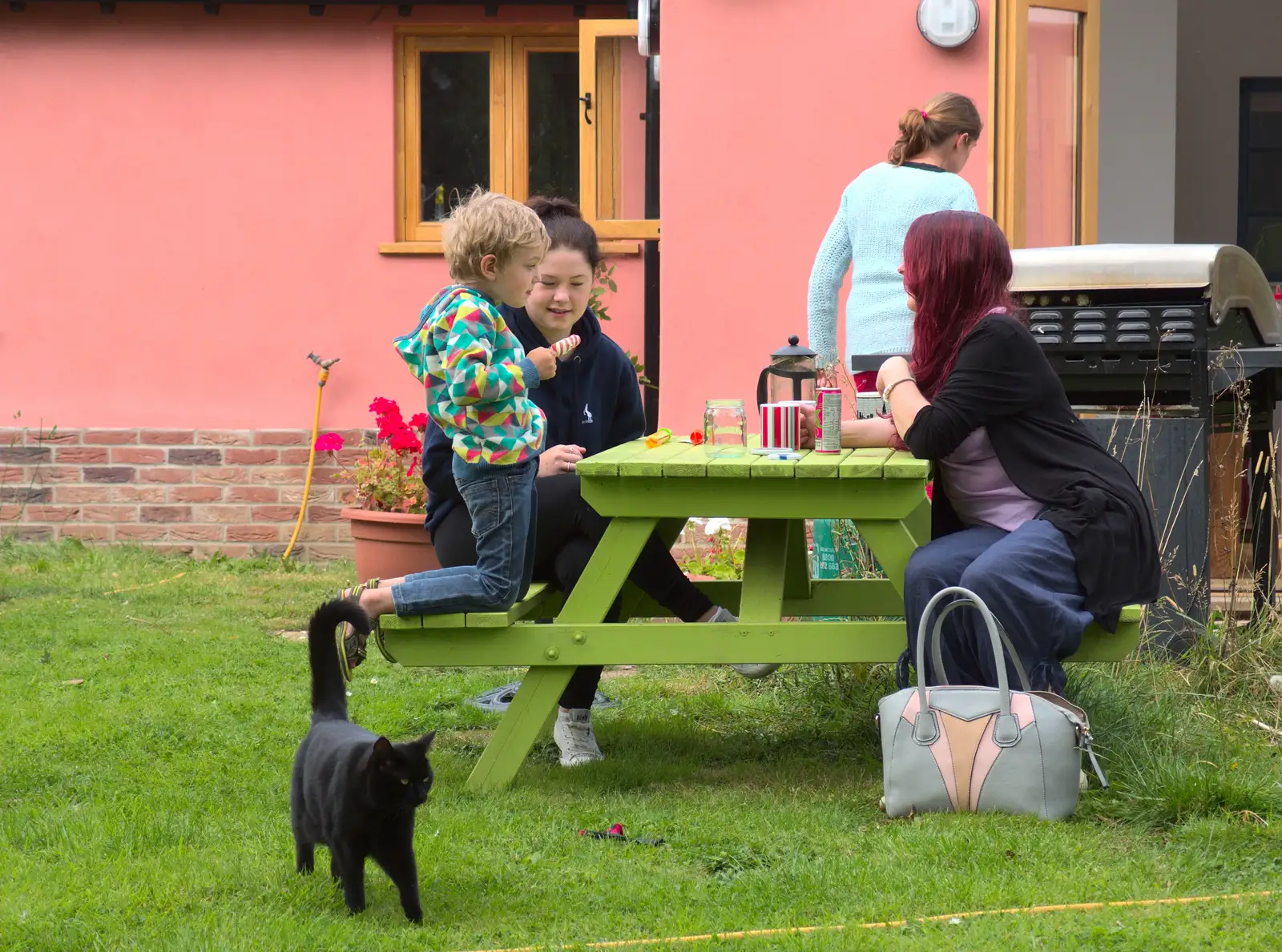 Emily and Mel have come to visit, from The Oaksmere, and the Gislingham Flower Festival, Suffolk - 24th August 2014