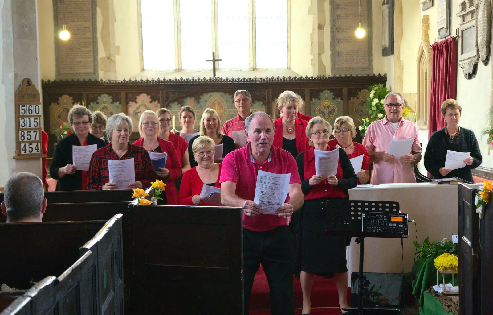 The choir builds up for something, from The Oaksmere, and the Gislingham Flower Festival, Suffolk - 24th August 2014