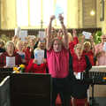 The choir-master really gets in to it, The Oaksmere, and the Gislingham Flower Festival, Suffolk - 24th August 2014