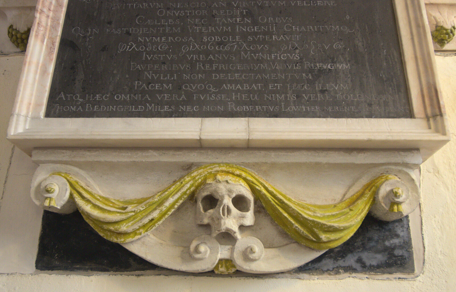 Death's head scroll from The Oaksmere, and the Gislingham Flower Festival, Suffolk - 24th August 2014