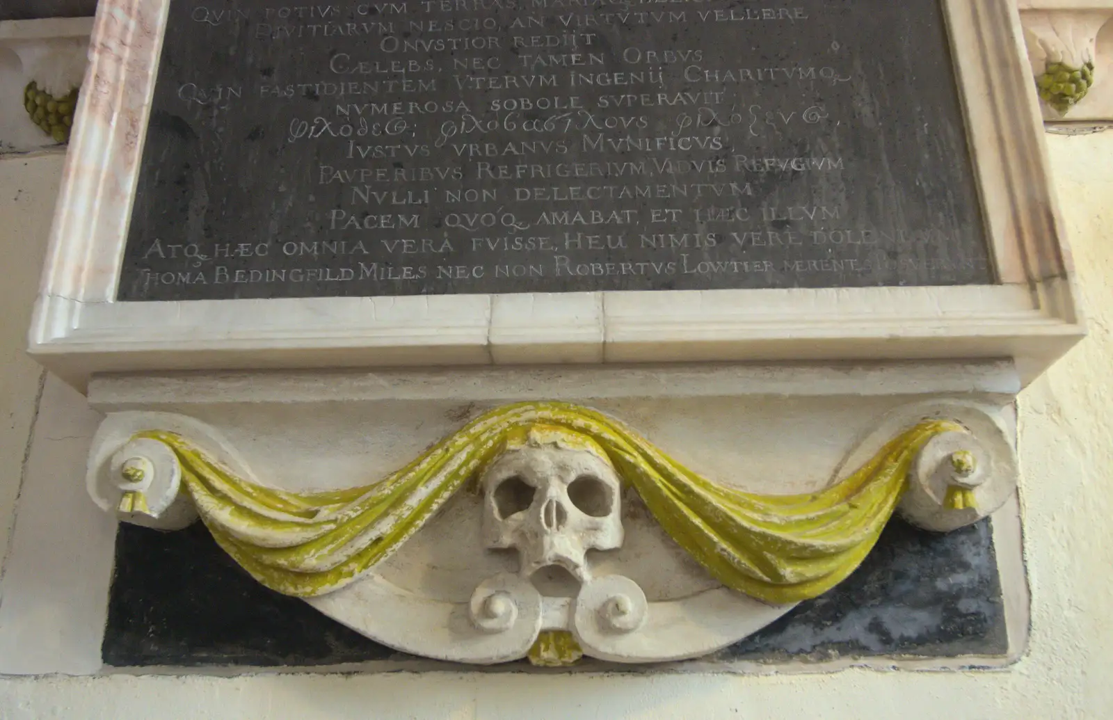 Death's head scroll, from The Oaksmere, and the Gislingham Flower Festival, Suffolk - 24th August 2014