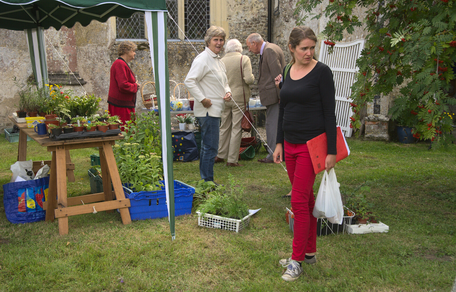 Isobel roams around in skinny red jeans from The Oaksmere, and the Gislingham Flower Festival, Suffolk - 24th August 2014