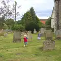 Harry and Sophie in the churchyard, The Oaksmere, and the Gislingham Flower Festival, Suffolk - 24th August 2014