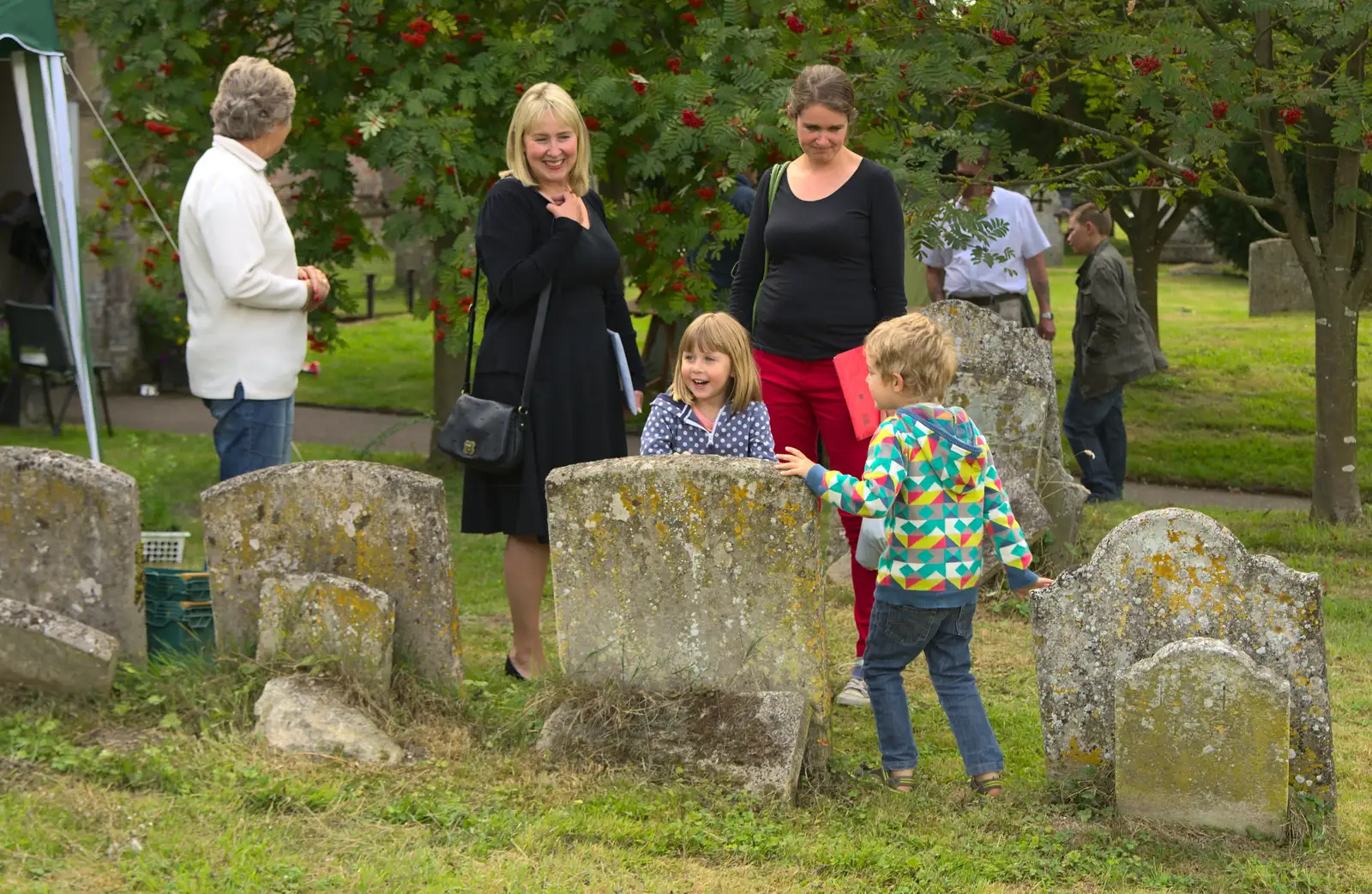 Fred and Sophie mess around, from The Oaksmere, and the Gislingham Flower Festival, Suffolk - 24th August 2014