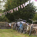 Bikes and Union Flag bunting, The Oaksmere, and the Gislingham Flower Festival, Suffolk - 24th August 2014