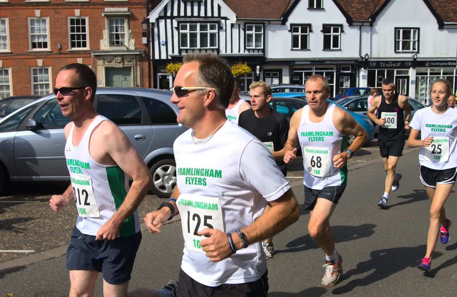 The Framlingham Flyers in a pack, from The Framlingham 10k Run, Suffolk - 31st August 2014