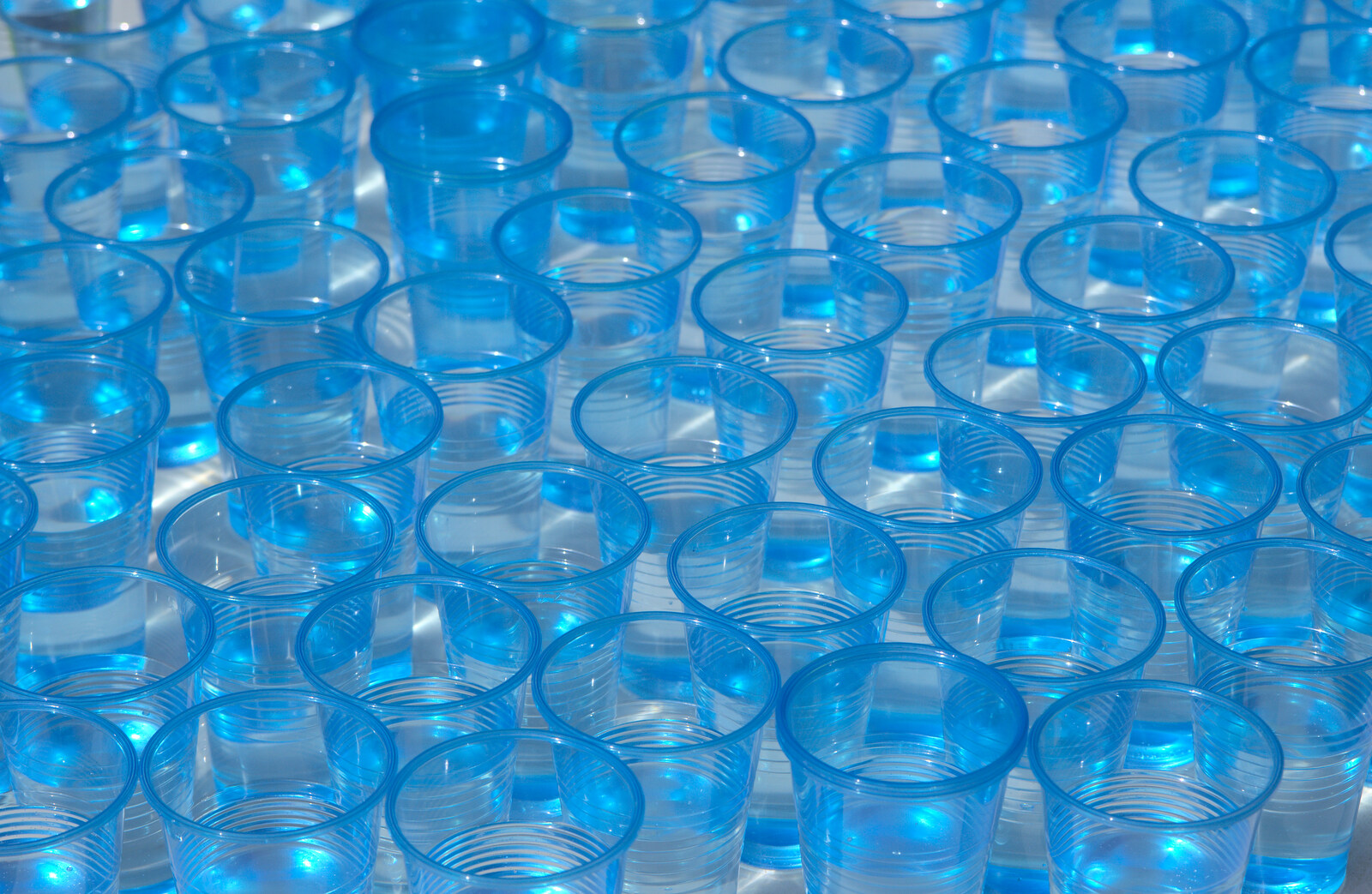 A hundred plastic cups of water await from The Framlingham 10k Run, Suffolk - 31st August 2014