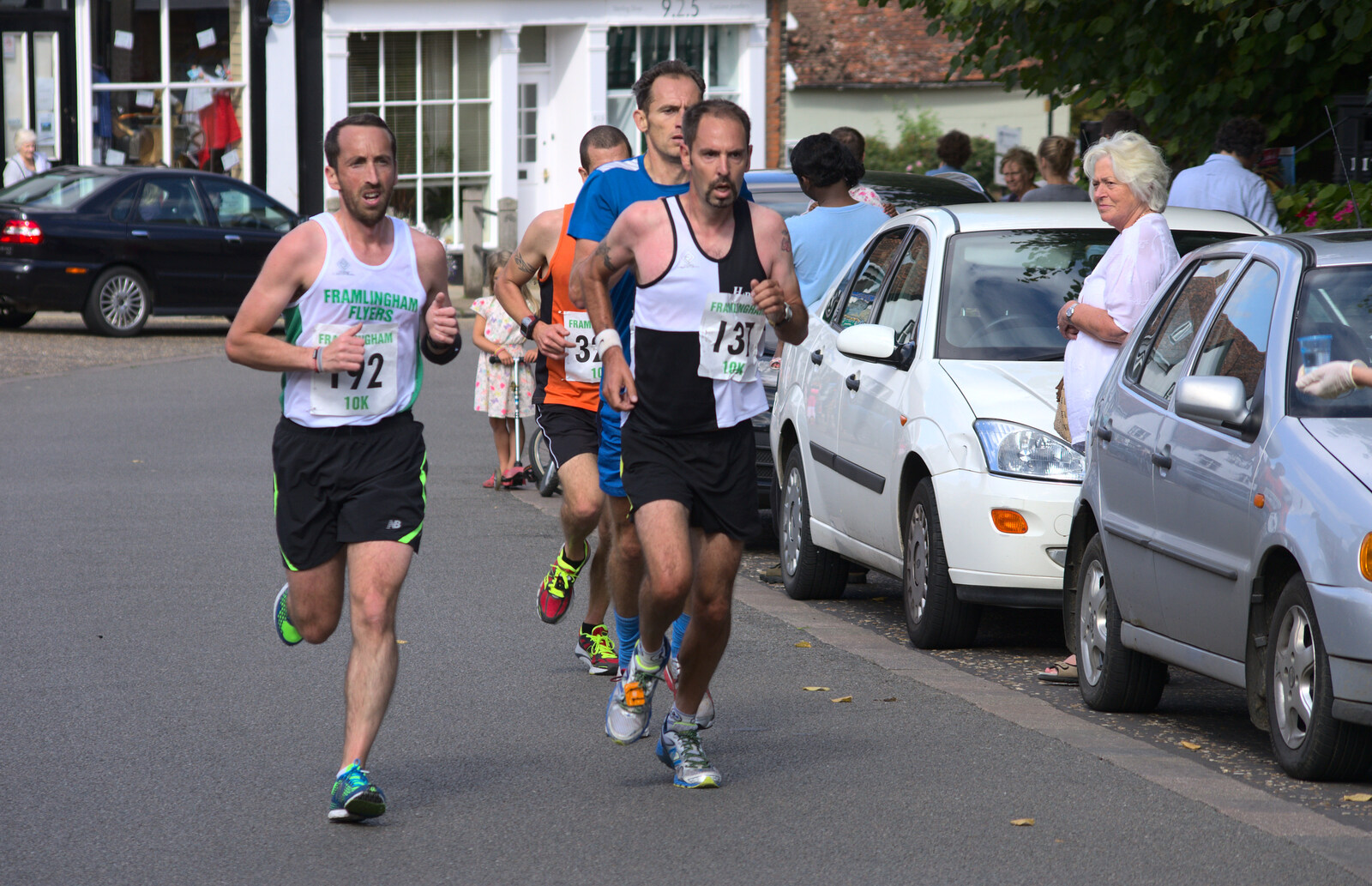 The 10k runners come round for the second time from The Framlingham 10k Run, Suffolk - 31st August 2014