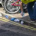 Discarded plastic cups are picked up, The Framlingham 10k Run, Suffolk - 31st August 2014