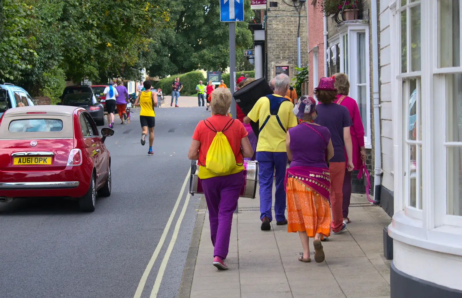 The band heads off up Church Street, from The Framlingham 10k Run, Suffolk - 31st August 2014