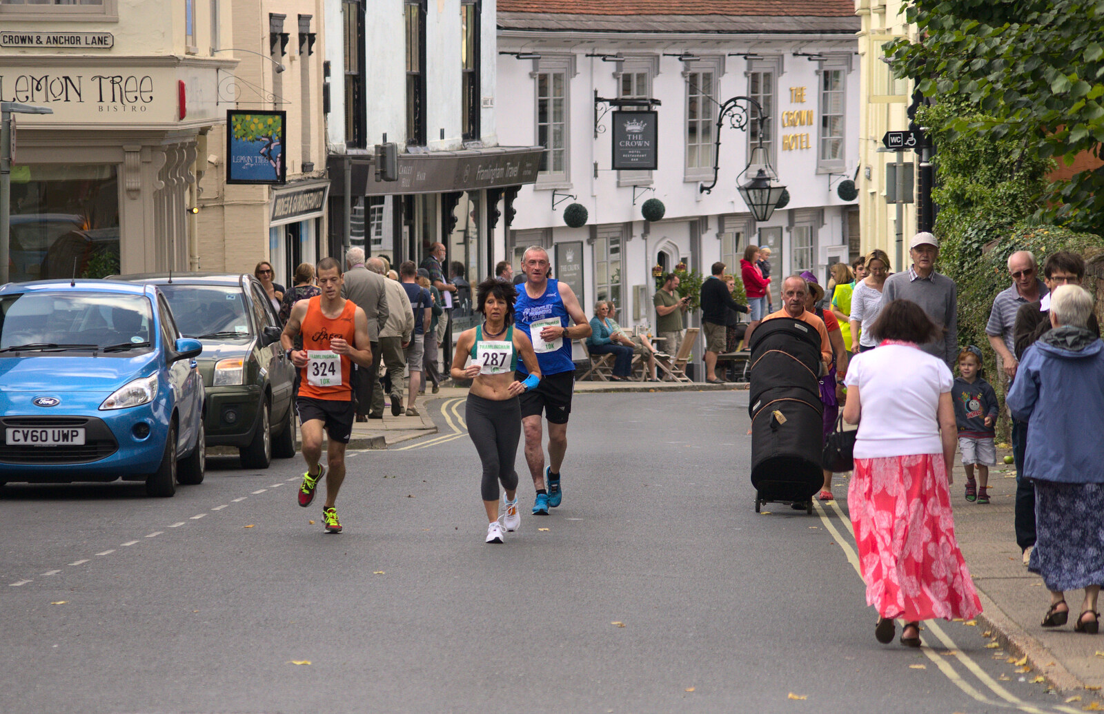 Runners up Church Street from The Framlingham 10k Run, Suffolk - 31st August 2014