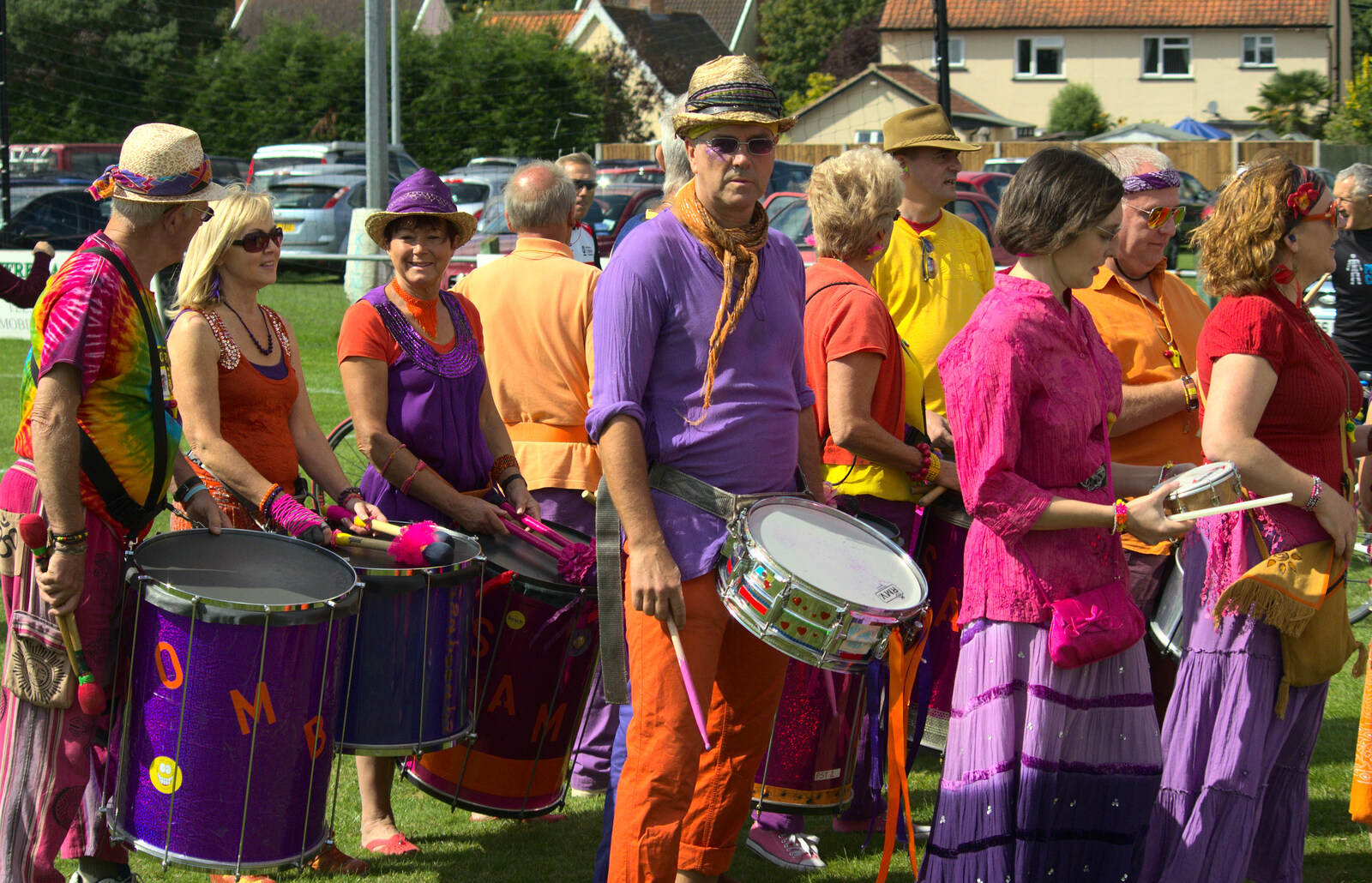 The Samba band have moved to the playing field from The Framlingham 10k Run, Suffolk - 31st August 2014
