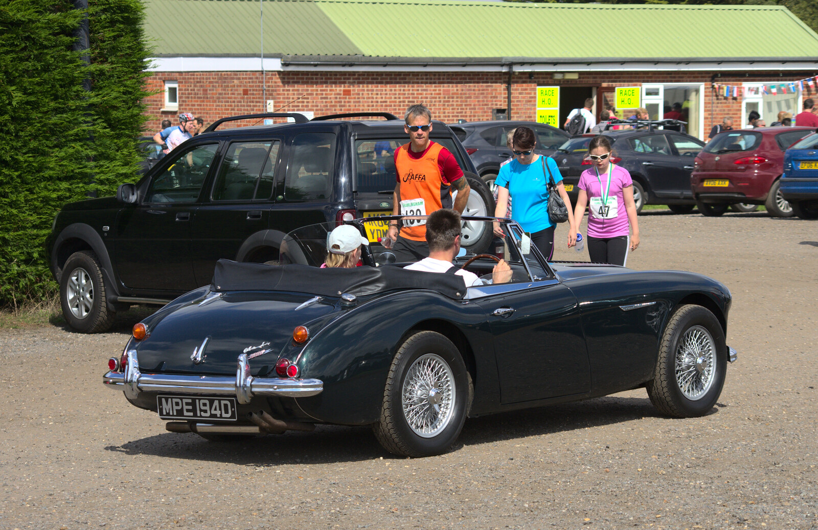 Austin-Healey 3000 in the car park from The Framlingham 10k Run, Suffolk - 31st August 2014