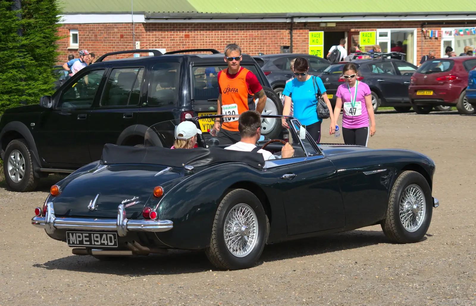 Austin-Healey 3000 in the car park, from The Framlingham 10k Run, Suffolk - 31st August 2014