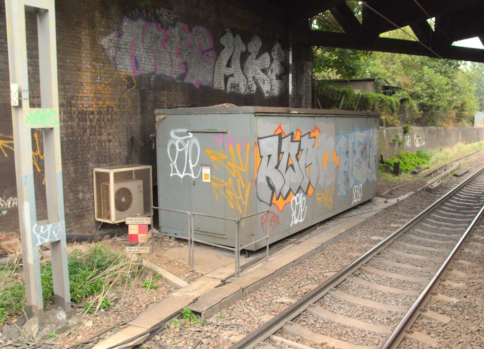 Hard-to-catch under-the-bridge graffiti, from Bike Rides and the BSCC at the Railway, Mellis and Brome, Suffolk - 18th September 2014