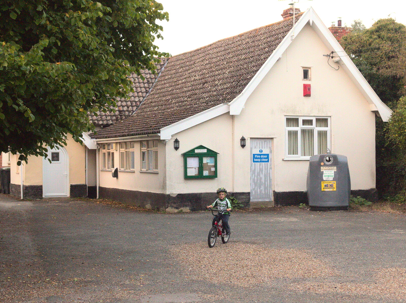 Fred pootles around the village hall car park from Bike Rides and the BSCC at the Railway, Mellis and Brome, Suffolk - 18th September 2014