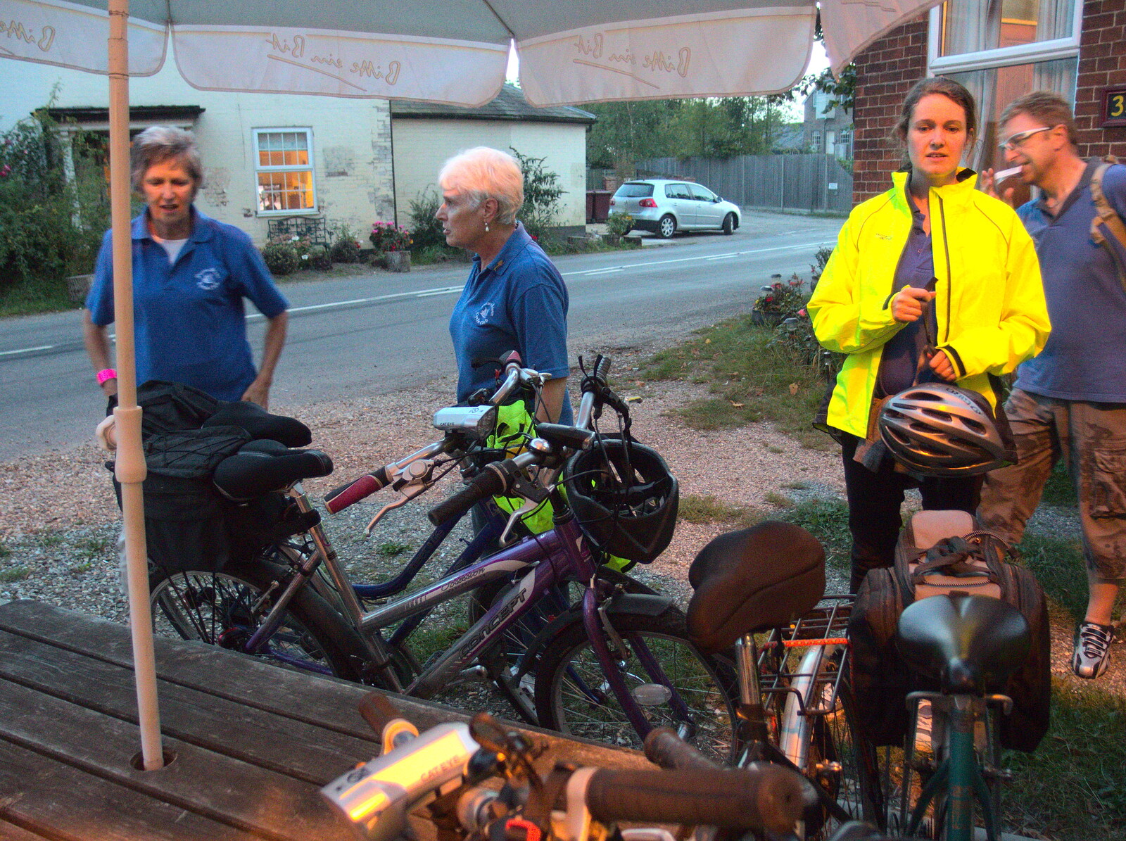 The gang at the Mellis Railway Tavern from Bike Rides and the BSCC at the Railway, Mellis and Brome, Suffolk - 18th September 2014