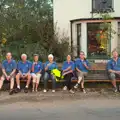 The BSCC on the world's longest bench at Mellis, Bike Rides and the BSCC at the Railway, Mellis and Brome, Suffolk - 18th September 2014