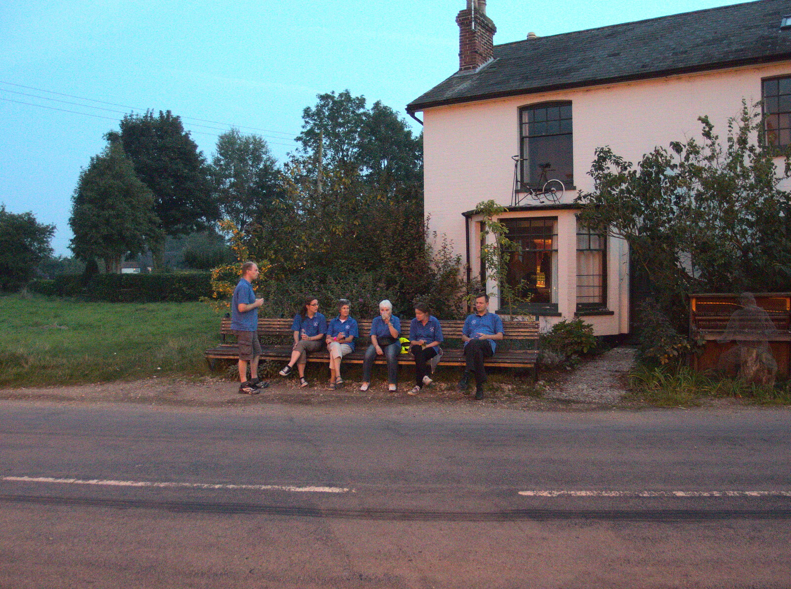 BSCC on the bench from Bike Rides and the BSCC at the Railway, Mellis and Brome, Suffolk - 18th September 2014
