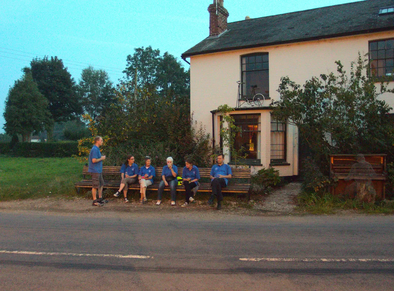 BSCC on the bench, from Bike Rides and the BSCC at the Railway, Mellis and Brome, Suffolk - 18th September 2014