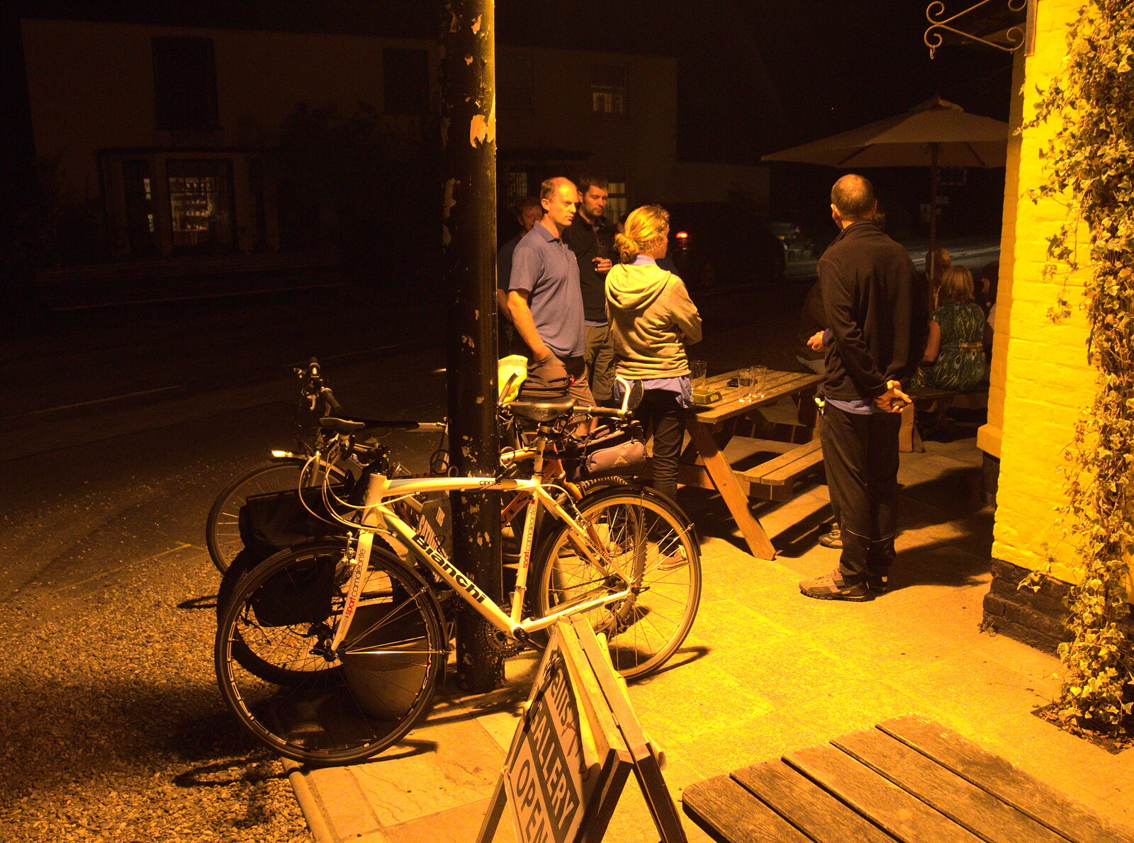 The BSCC under a sodium floodlight from Bike Rides and the BSCC at the Railway, Mellis and Brome, Suffolk - 18th September 2014