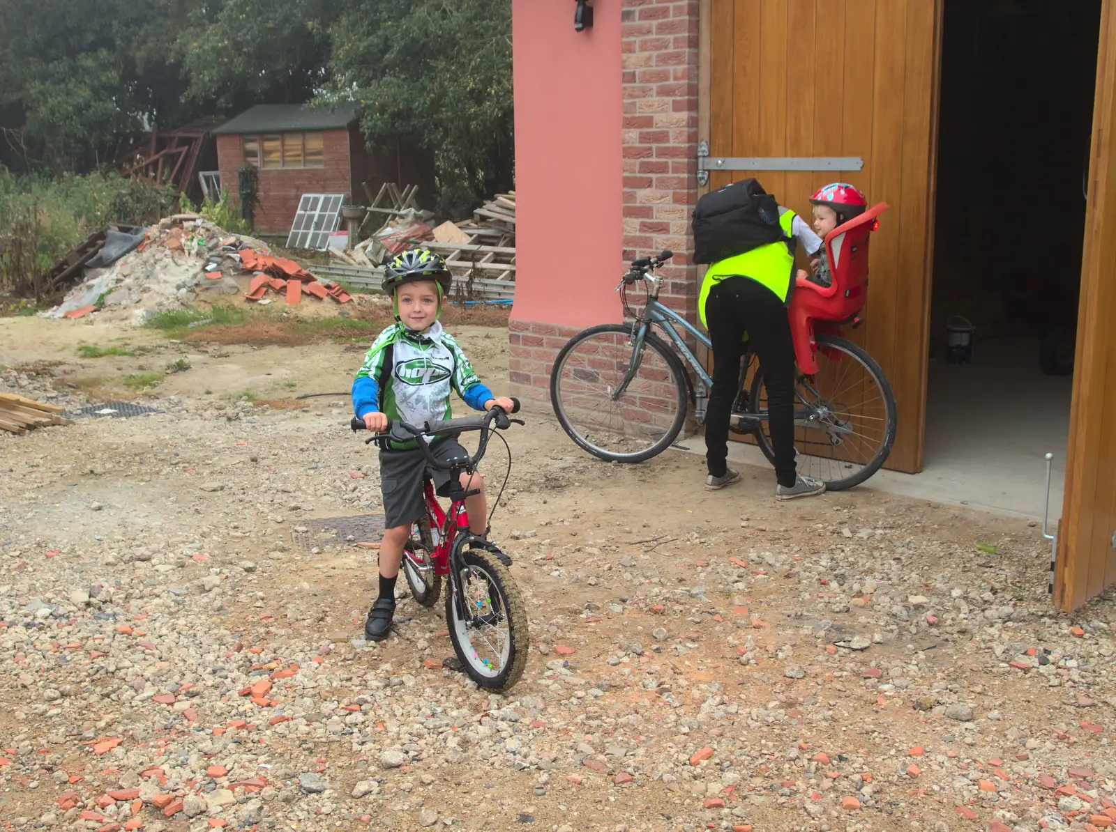 Fred's ready to ride, from Bike Rides and the BSCC at the Railway, Mellis and Brome, Suffolk - 18th September 2014