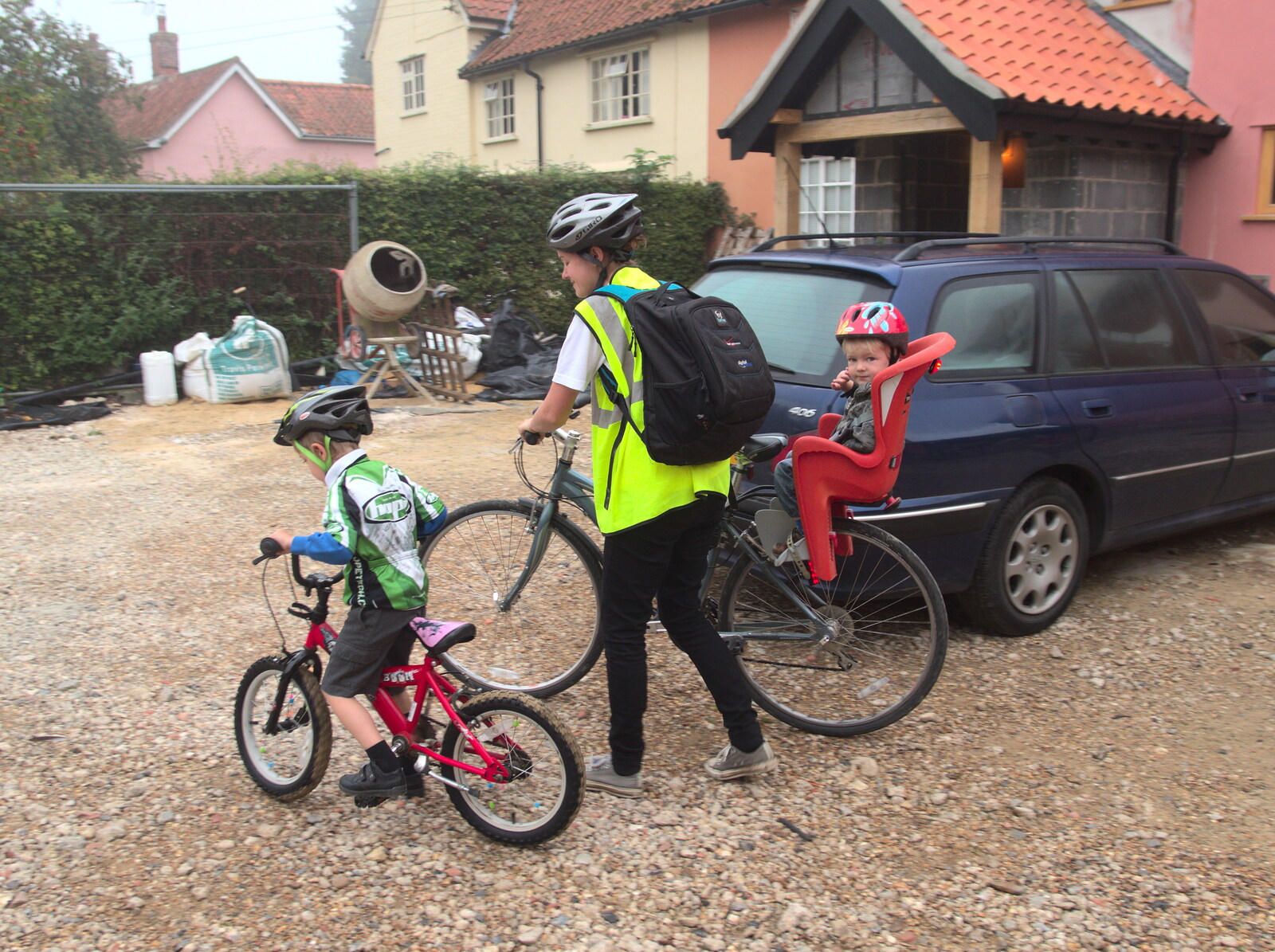 We head off on another bike ride from Bike Rides and the BSCC at the Railway, Mellis and Brome, Suffolk - 18th September 2014