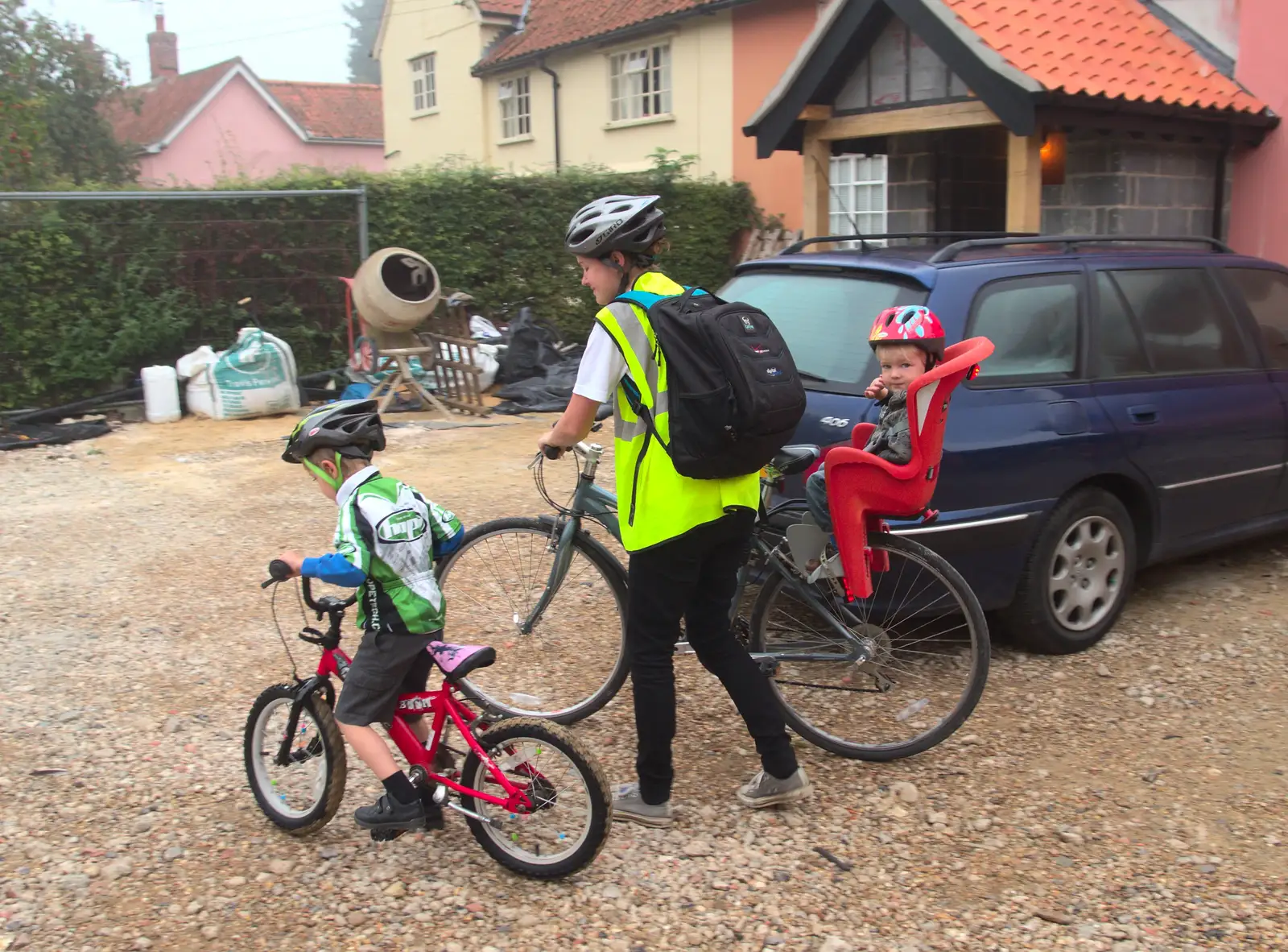 We head off on another bike ride, from Bike Rides and the BSCC at the Railway, Mellis and Brome, Suffolk - 18th September 2014