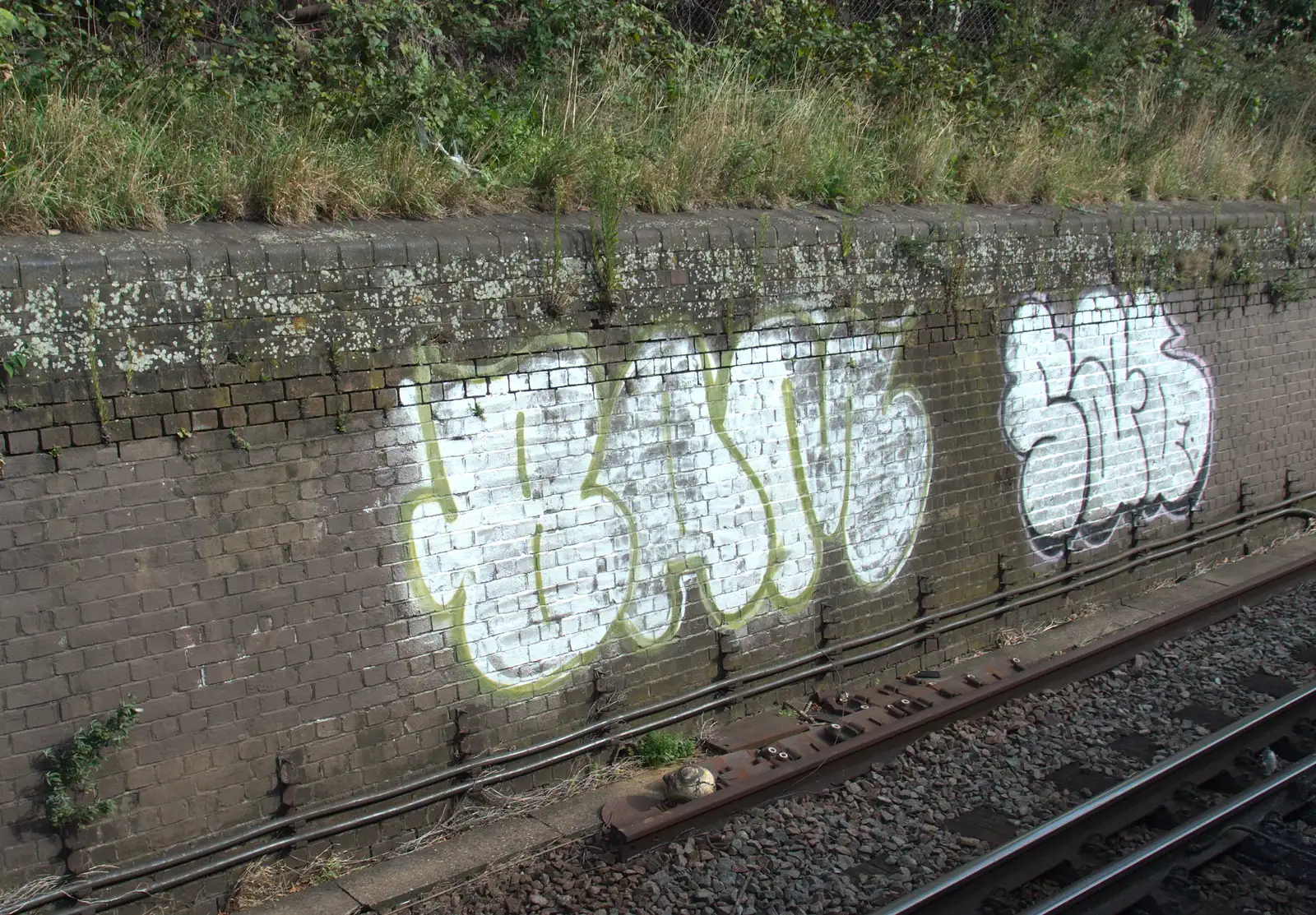 Silver graffiti near Seven Kings, from New Railway and a Trip to Ikea, Ipswich and Thurrock - 19th September 2014