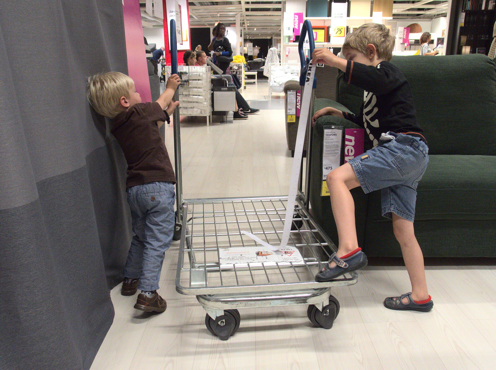 Harry and Fred mess around in Ikea from New Railway and a Trip to Ikea, Ipswich and Thurrock - 19th September 2014