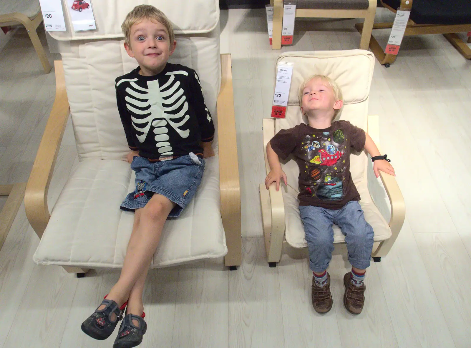 Fred and Harry take a seat, from New Railway and a Trip to Ikea, Ipswich and Thurrock - 19th September 2014