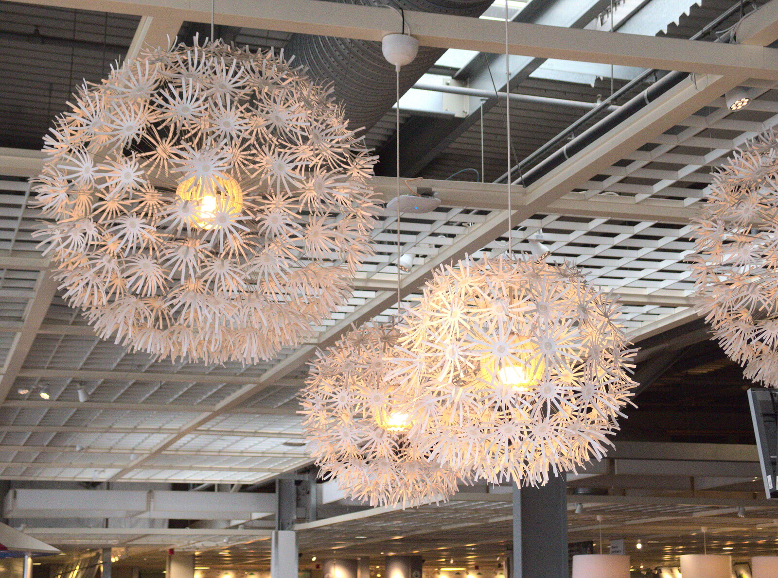 Funky lights in the Ikea café from New Railway and a Trip to Ikea, Ipswich and Thurrock - 19th September 2014