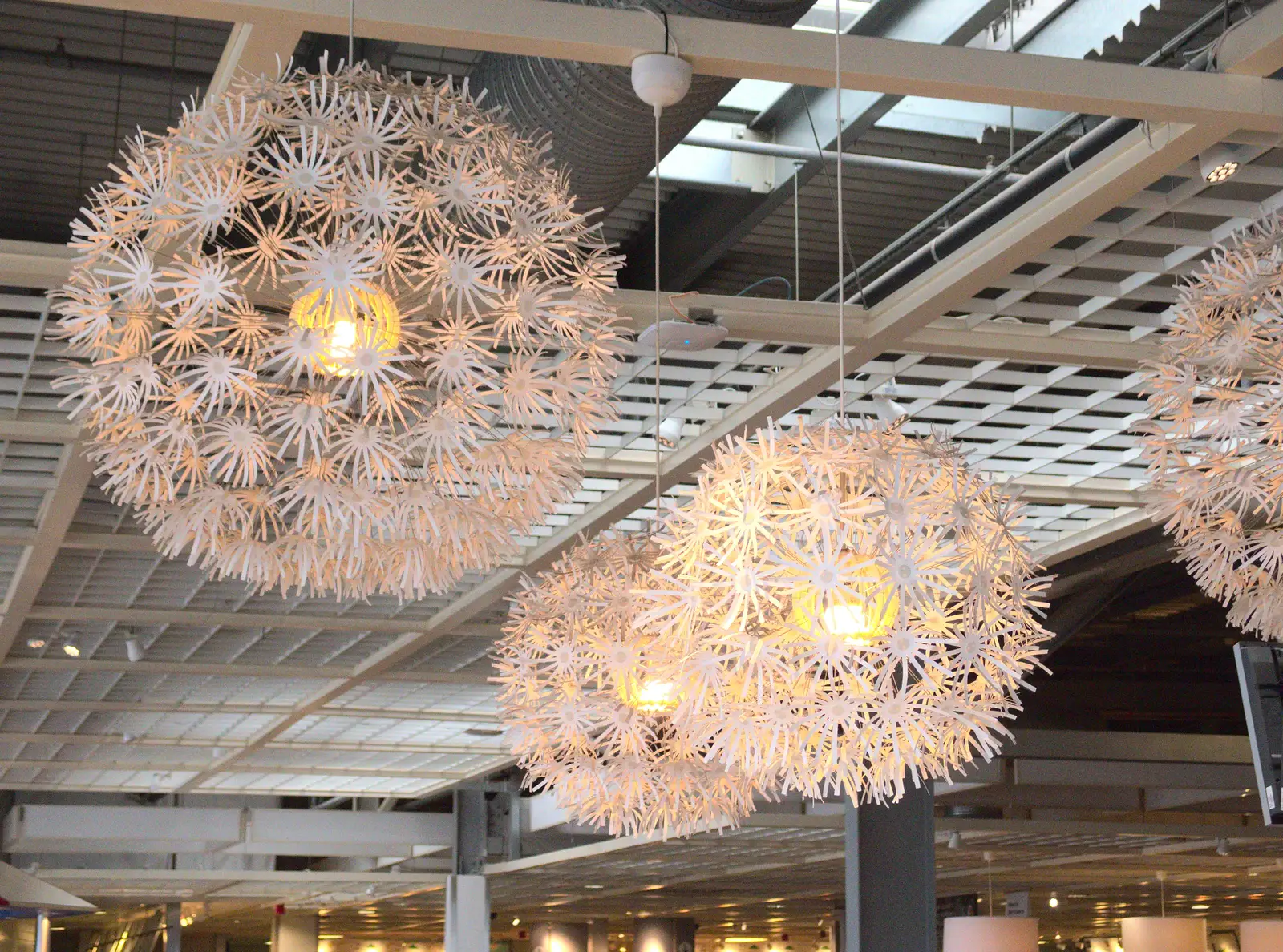 Funky lights in the Ikea café, from New Railway and a Trip to Ikea, Ipswich and Thurrock - 19th September 2014